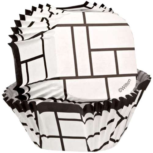 Square Black and White Cupcake Papers - Click Image to Close